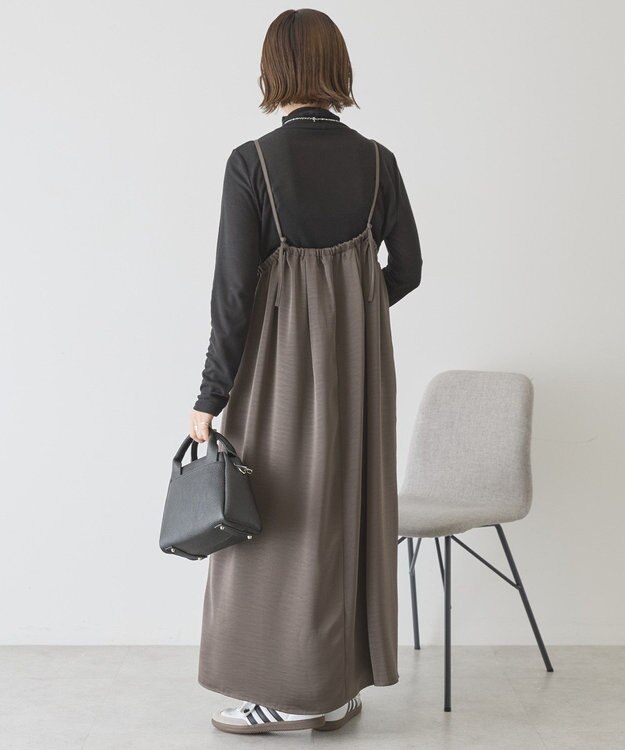 AMERICAN HOLIC タックサテンキャミワンピース Charcoal Gray