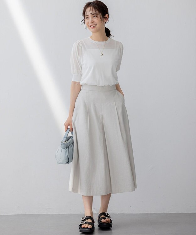 組曲 L シアーパフ袖 ニット アイボリー系