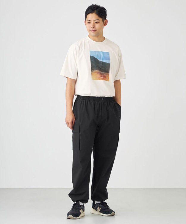 SHARE PARK MENS 【UVカット・吸水速乾・ストレッチ・軽量 】コラボフォトプリントTシャツ（L・XLサイズ） ホワイト系