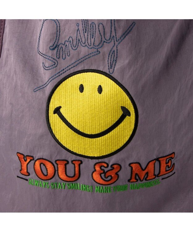 UNBILLION カシュカシュ cachecache / スマイル柄刺繍トートバッグ ラベンダー