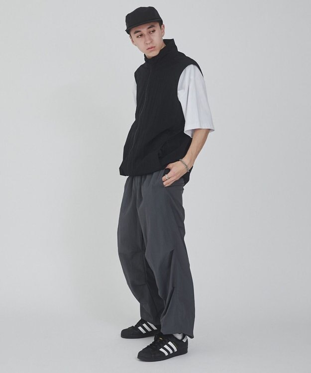 WEGO 【ウエストゴム/撥水/洗濯機可】ナイロンイージーパンツ ダークグレー