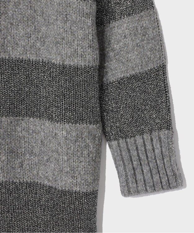 GRACE CONTINENTAL ラメボーダーニットトップ グレー