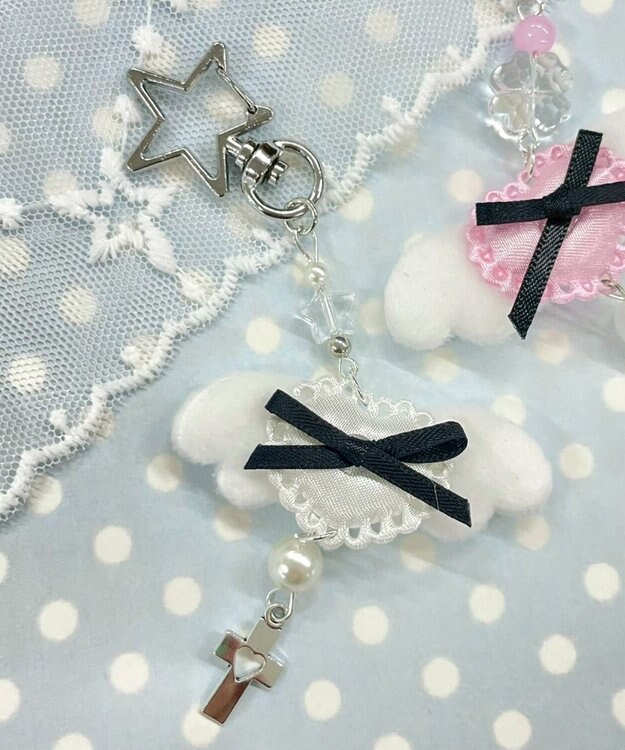 WEGO リボンエンジェルキーホルダー ホワイト