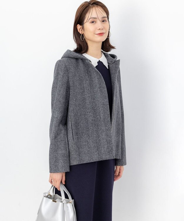 組曲 L ウールモッサ ショートコート ブラック系8