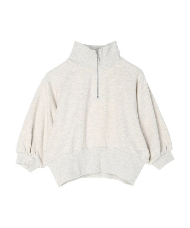 earth music&ecology ハーフジップショートプルオーバー Light Gray