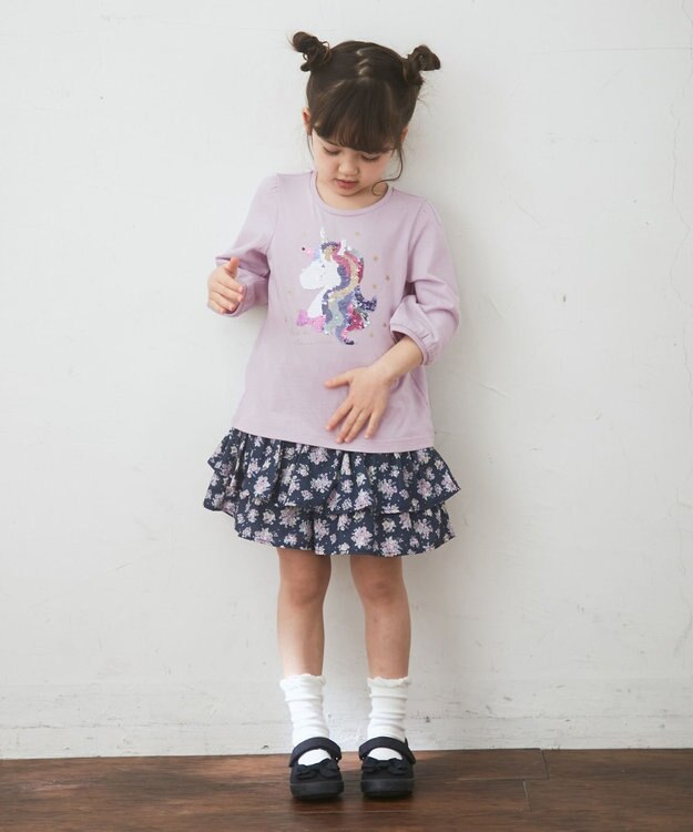 ANY KIDS 柄キュロット ネイビー花柄