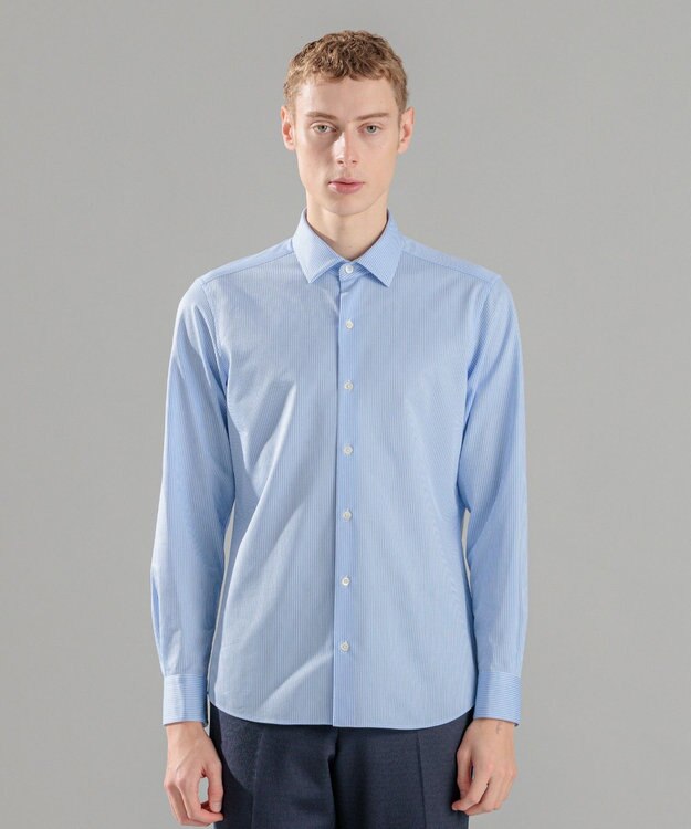 JOSEPH HOMME ハイゲージコットンジャージー 　レギュラーカラーシャツ スカイブルー系1