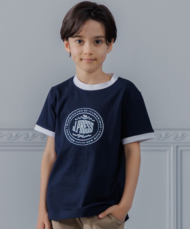 J.PRESS KIDS 【100-130cm】ビックロゴリンガー 半袖Ｔシャツ ネイビー