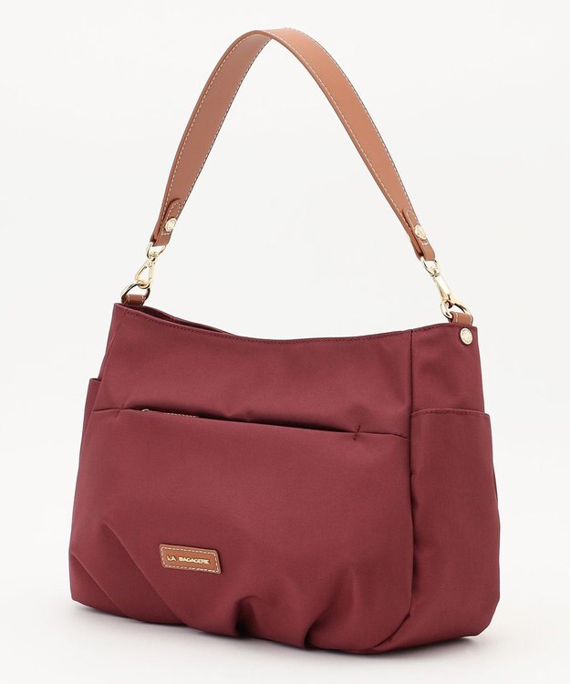 LA BAGAGERIE ポリエステルキャンバス　タックショルダー ワイン