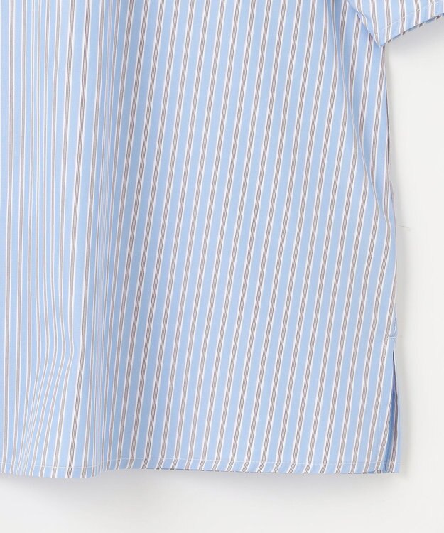 J.PRESS LADIES 【洗える】Betterコットンポリエステル ストライプ シャツカラーブラウス スカイブルー系1