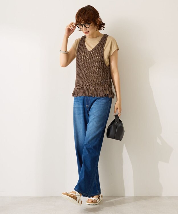 AMERICAN HOLIC 【前後2WAY】フリンジショートベスト Charcoal Gray