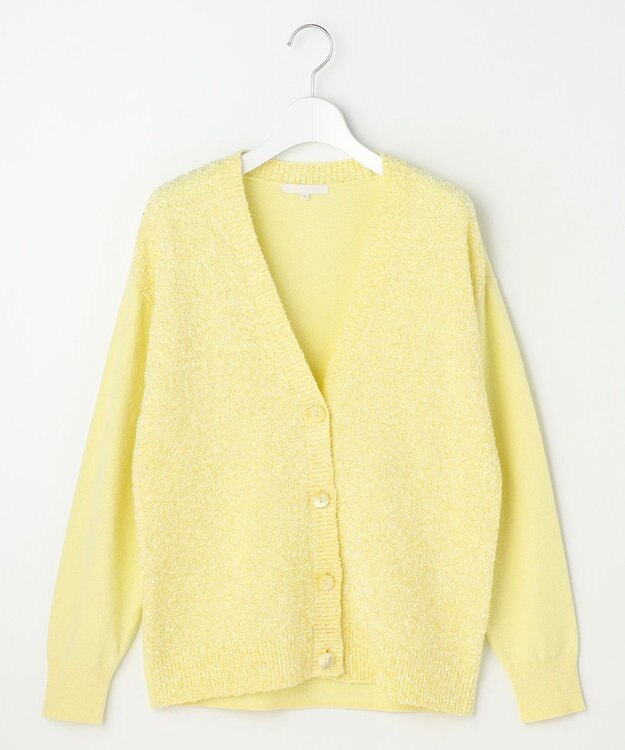 自由区 S ブークレミックスツイードニット カーディガン イエロー