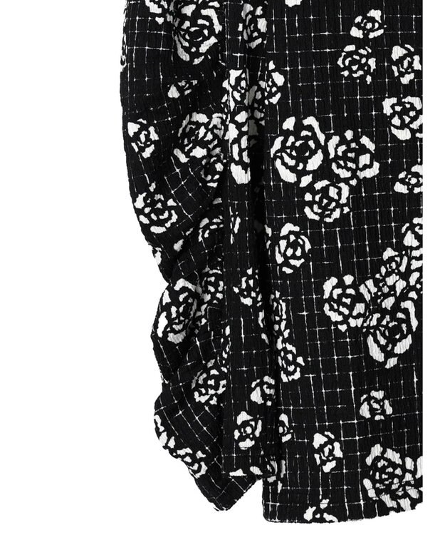 Green Parks ■ＥＳＣＡＲ　ボトルネッククレープカットプルオーバー Flower Black