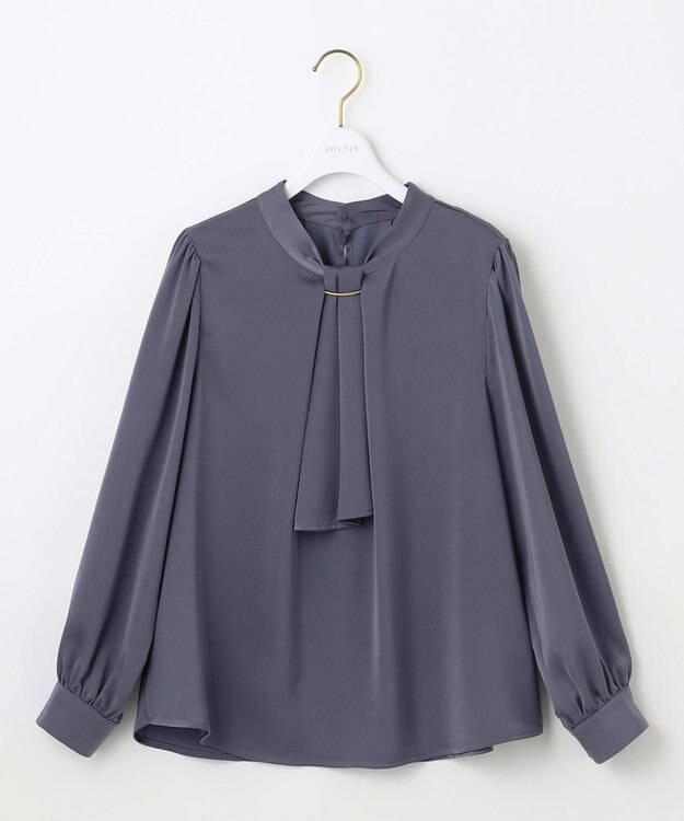 ANY SIS S 【洗える】4WAYボウタイ ブラウス ブルー系