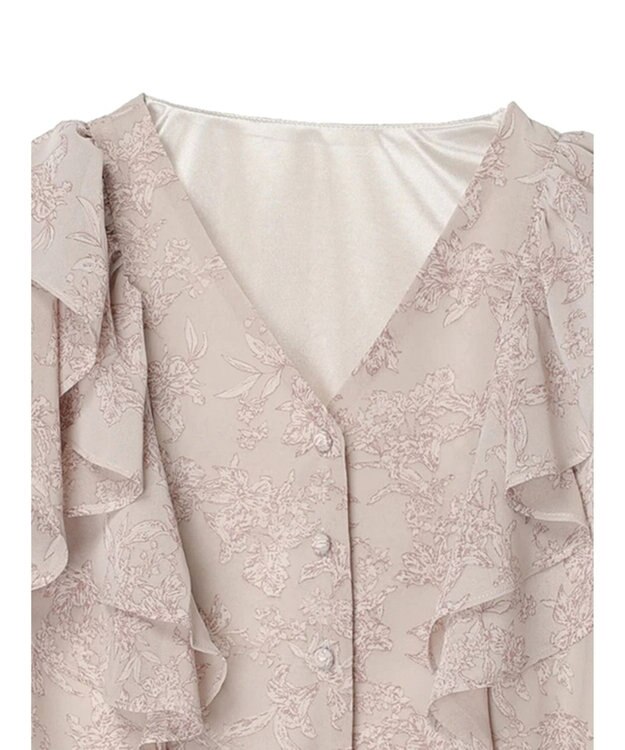 earth music&ecology 花柄ラッフルブラウス Pink