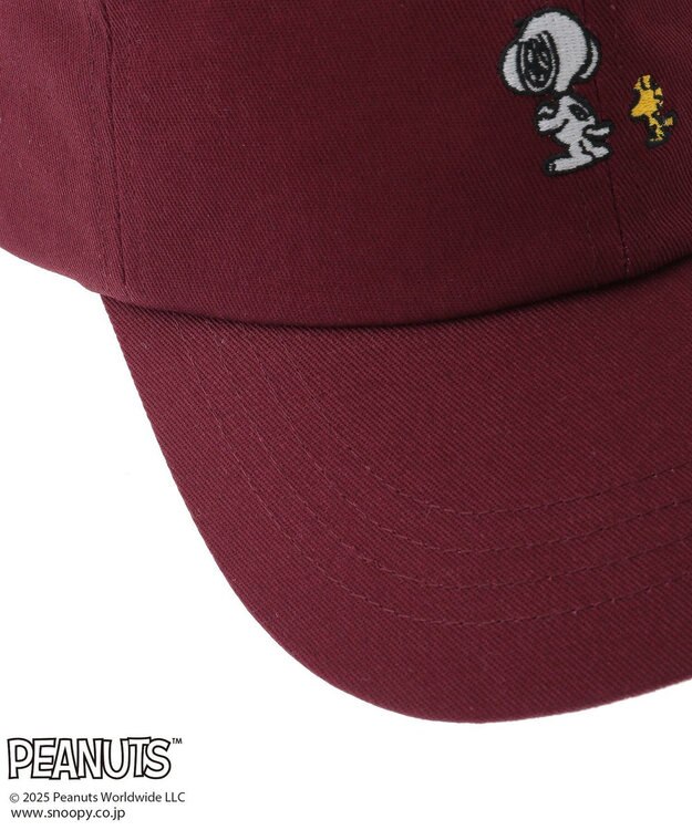 Green Parks ■PEANUTS スヌーピーミニ刺繍キャップ Bordeaux