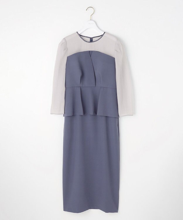 ANY SIS 【LilyCalin】ペプラムビスチェ ドレス スモーキーブルー