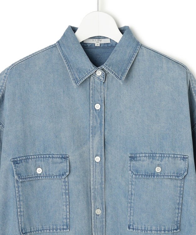 23区 L 【SLOW/一部店舗限定】2WAY ダンガリー シャツ スカイブルー系