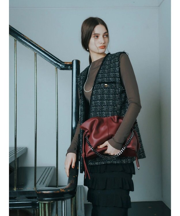 YECCA VECCA 【CLASSY.掲載】2wayチェーンギャザーバッグ Bordeaux