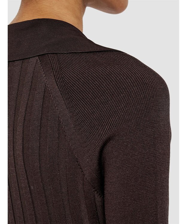 JOSEPH 【洗える】サティニーリブ　ロングスリーブポロニット Ebony