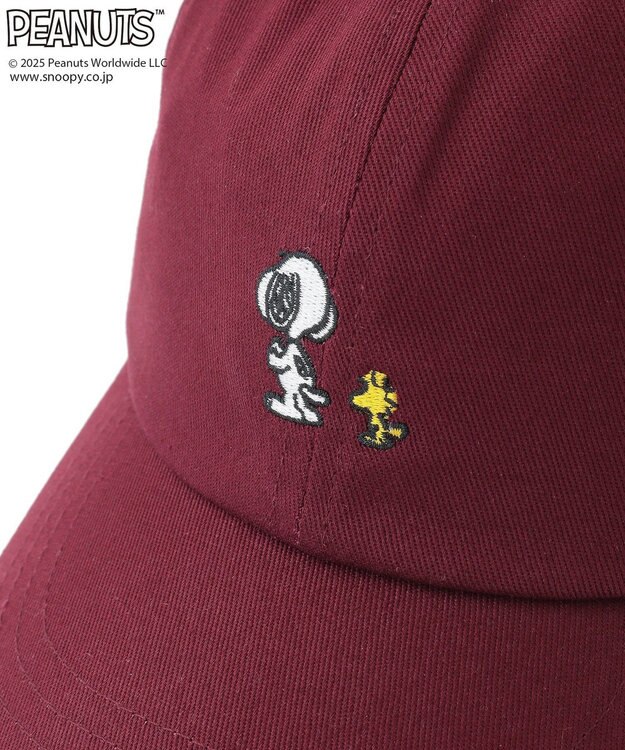Green Parks ■PEANUTS スヌーピーミニ刺繍キャップ Bordeaux