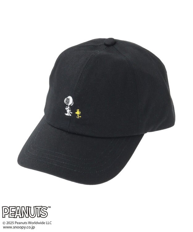 Green Parks ■PEANUTS スヌーピーミニ刺繍キャップ Black