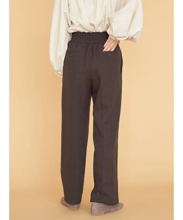 AMERICAN HOLIC ウエストイージーストレートパンツ Check Brown