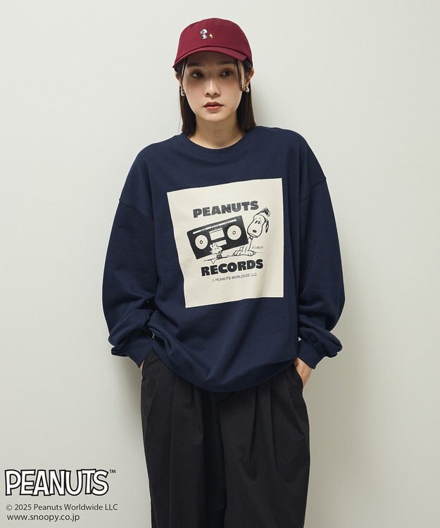 Green Parks ■PEANUTS スヌーピーミニ刺繍キャップ Bordeaux