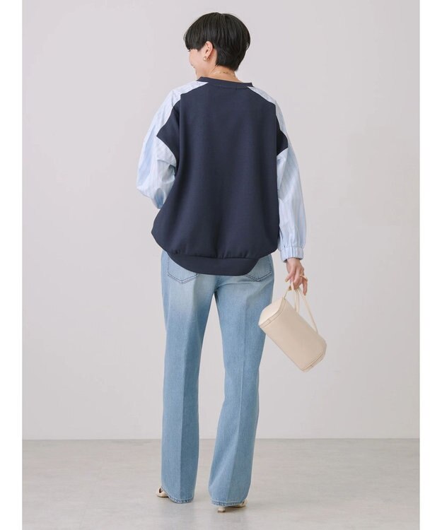 AMERICAN HOLIC イージーケア異素材ポンチプルオーバー Navy