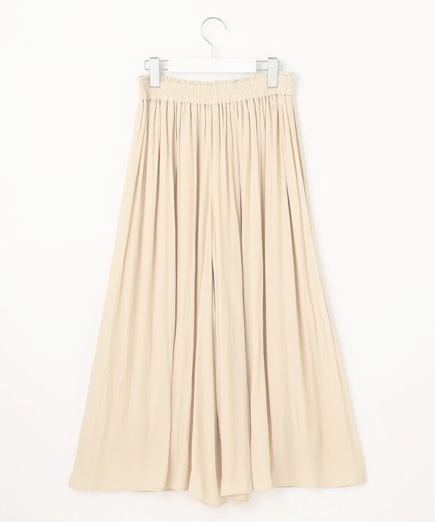 自由区 【セットアップ可/洗える】ブライトサテンライト ギャザーパンツ ベージュ系