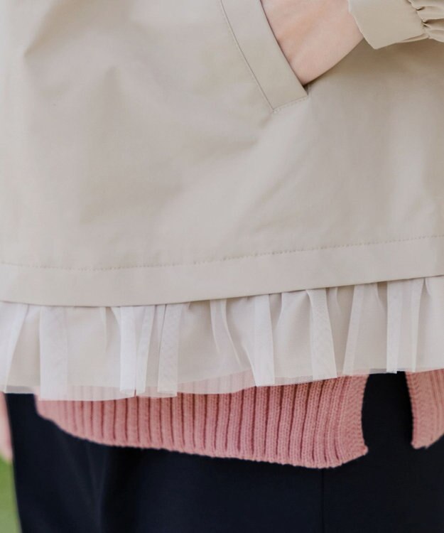 Tiaclasse チュールフリルタックブルゾン グレージュ