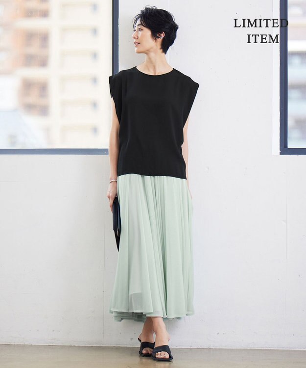 ICB 【WEB限定・洗える】SheerGloss スカート ライトセラドン系