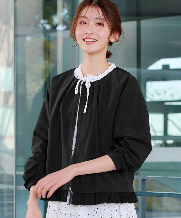 Tiaclasse チュールフリルタックブルゾン ブラック