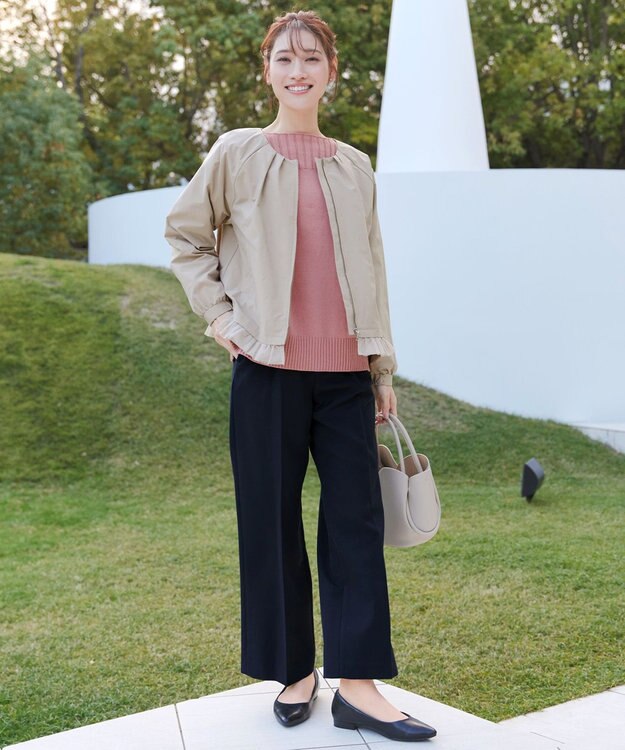 Tiaclasse チュールフリルタックブルゾン グレージュ