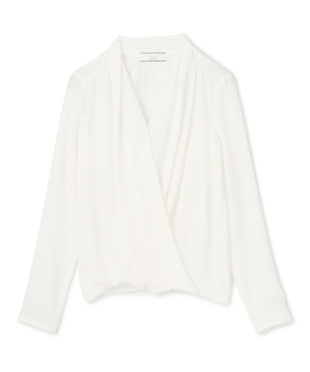 BEIGE， OLIVE / カシュクールロングスリーブブラウス White