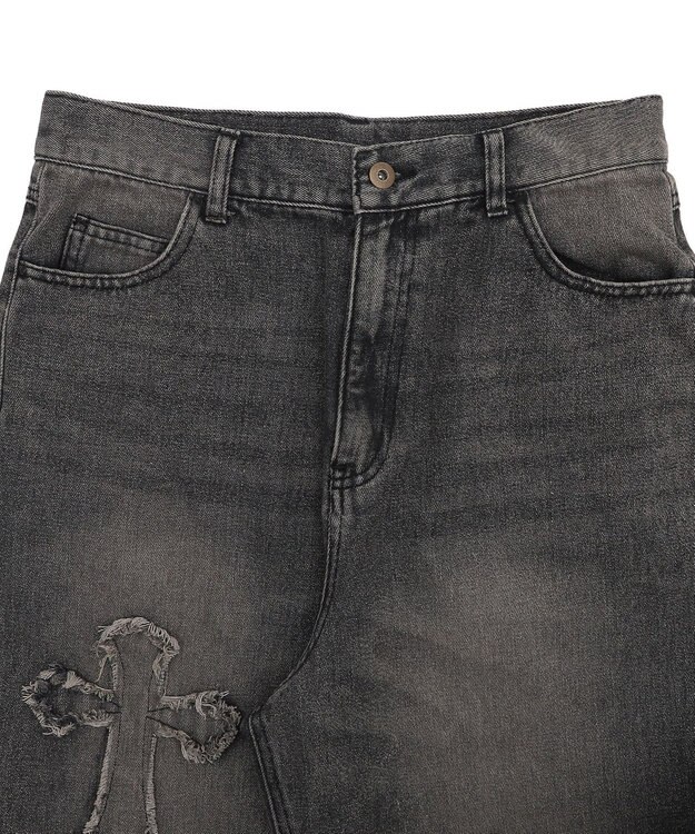 WEGO クロスモチーフオーバーダイバギーパンツ ブラック