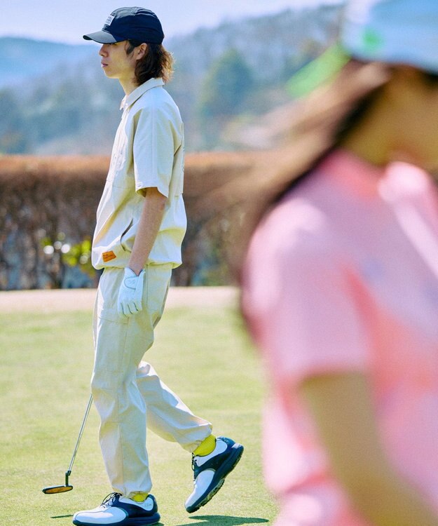 PW CIRCULUS 【撥水加工/ ストレッチ】【MEN】ハーフジップシャツ ゴルフ アイボリー系