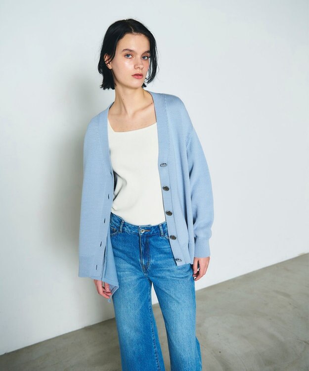 GRACE CONTINENTAL リリヤーンルーズカーディガン ブルー