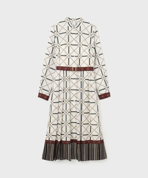 GRACE CONTINENTAL チェーンベルトプリントワンピース キナリ