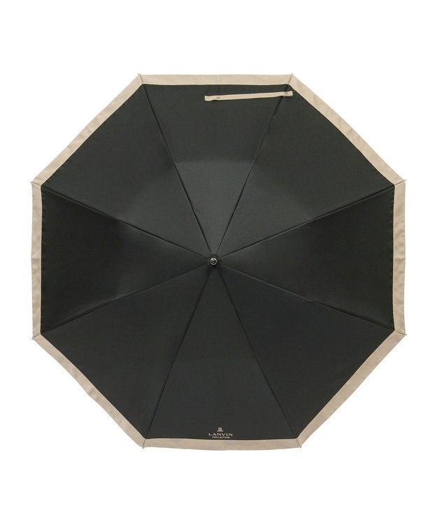 MOONBAT 【遮光/晴雨兼用日傘】LANVIN COLLECTION (ランバン コレクション)グログランリボン バイカラー 遮熱 UV 折りたたみ傘 楽折 ブラック