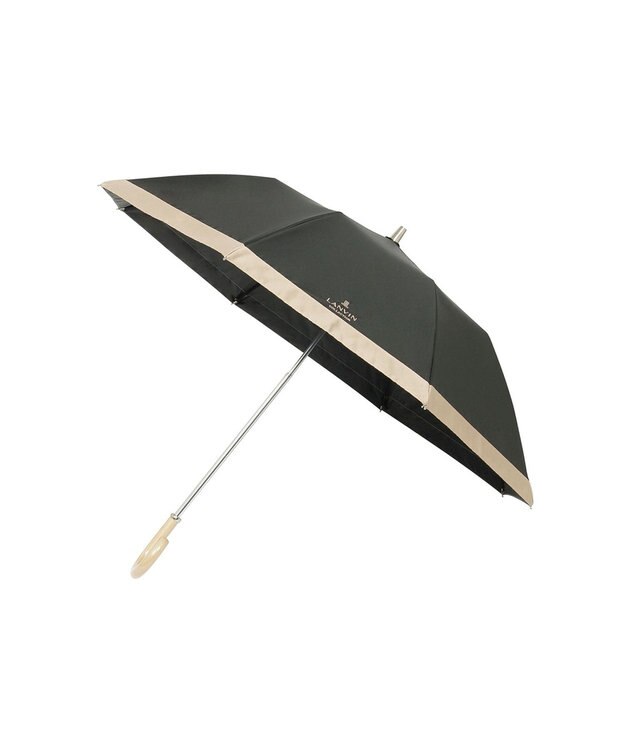 MOONBAT 【遮光/晴雨兼用日傘】LANVIN COLLECTION (ランバン コレクション)グログランリボン バイカラー 遮熱 UV 折りたたみ傘 楽折 ブラック