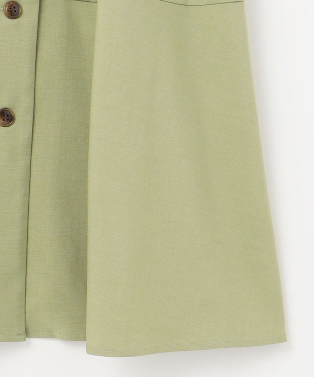 Feroux 【洗える】パフスリーブシャツ ワンピース グリーン系