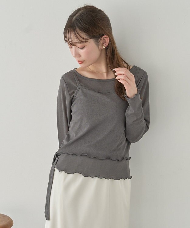 earth music&ecology 【SET2点】ツイストキャミレイヤードカットソー Gray