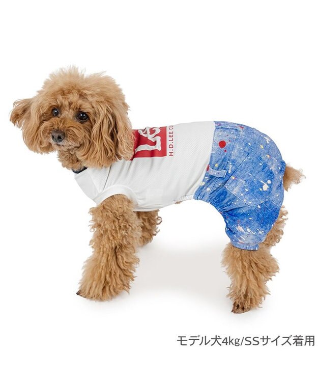 PET PARADISE Lee エコメイド ロンパース《スプラッシュ柄》小型犬 ホワイト×ネイビー
