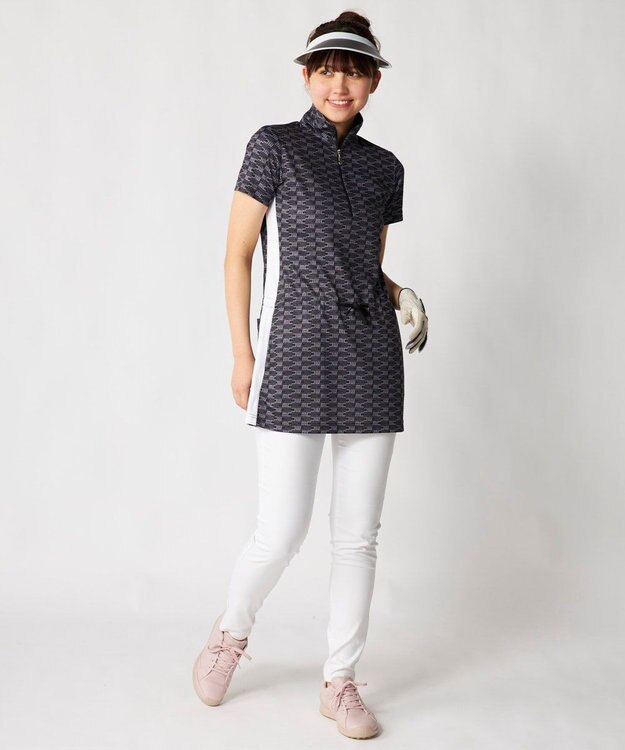 FILA GOLF／marie claire 【Marie claire sports】ロゴ柄ハーフジップチュニック ブラック