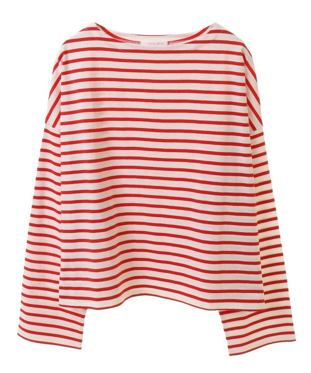 Green Parks ボックスシルエットボーダープルオーバー Red