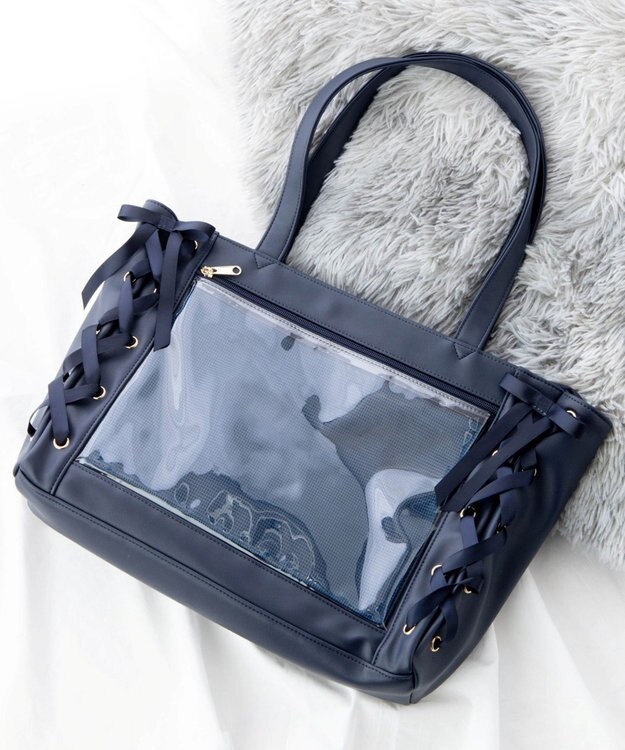 WEGO 【痛バ＆推し活】レースアップ痛バッグS ネイビー