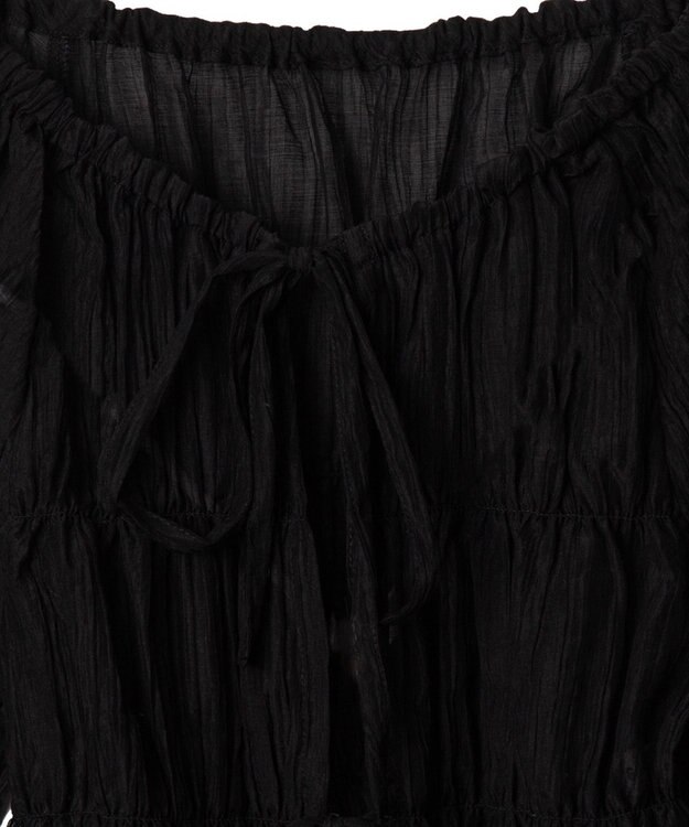 WEGO マルチWAY楊柳シアーシャーリングリボンブラウス ブラック