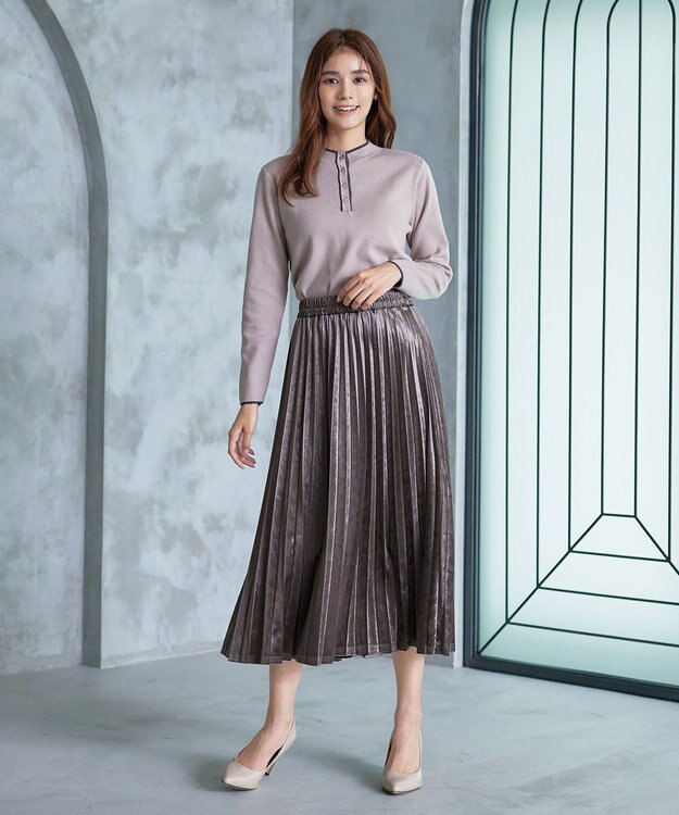 Tiaclasse 【安田美沙子さん着用】ベロアプリーツスカート モカ