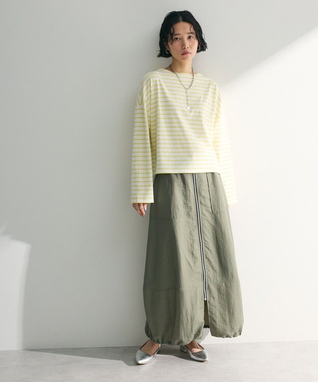 Green Parks ボックスシルエットボーダープルオーバー Yellow